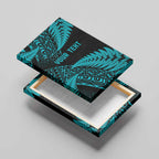 New Zealand Rugby Pacific Personalised Canvas Wall Art All Turquoise Maori Pasifika Fern Pattern