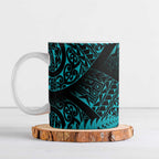 New Zealand Rugby Pacific Personalised Ceramic Mug All Turquoise Maori Pasifika Fern Pattern - Aussie Hoodie