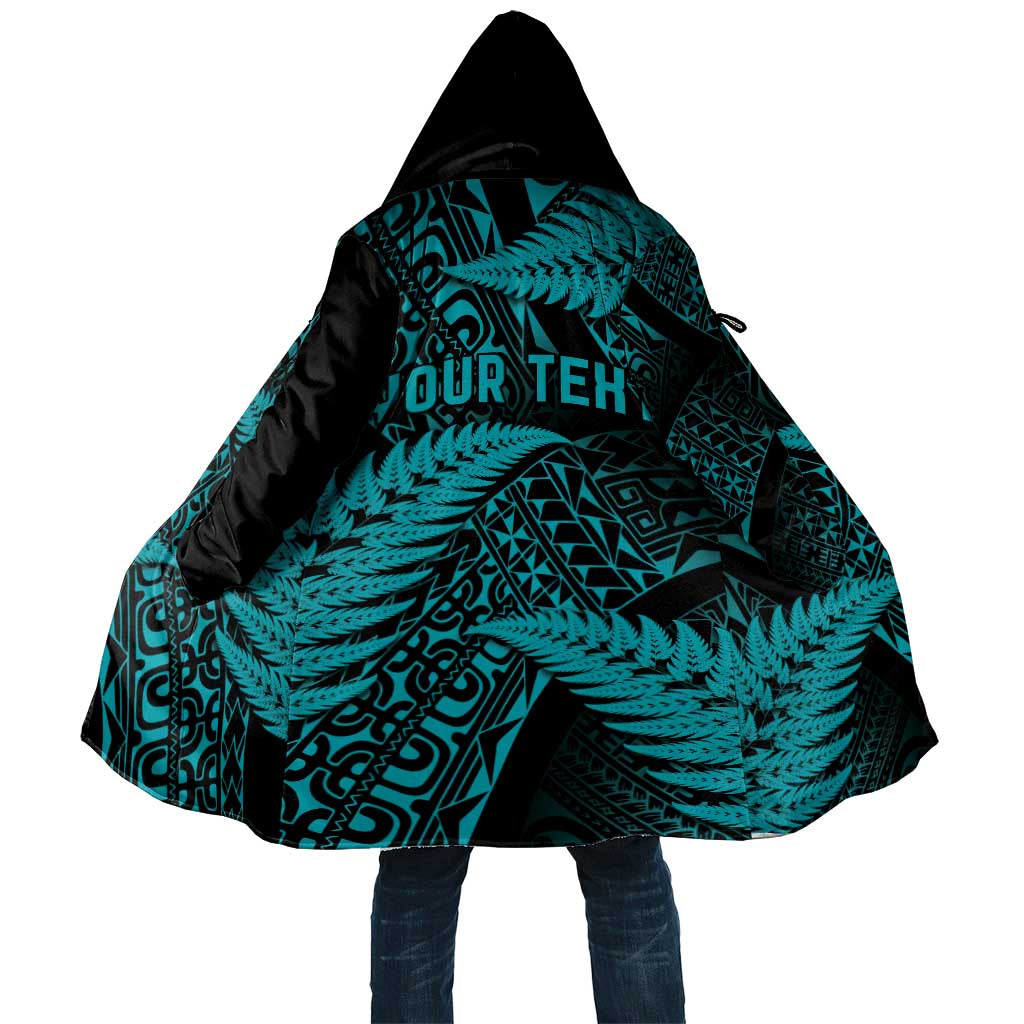 New Zealand Rugby Pacific Personalised Cloak All Turquoise Maori Pasifika Fern Pattern - Aussie Hoodie