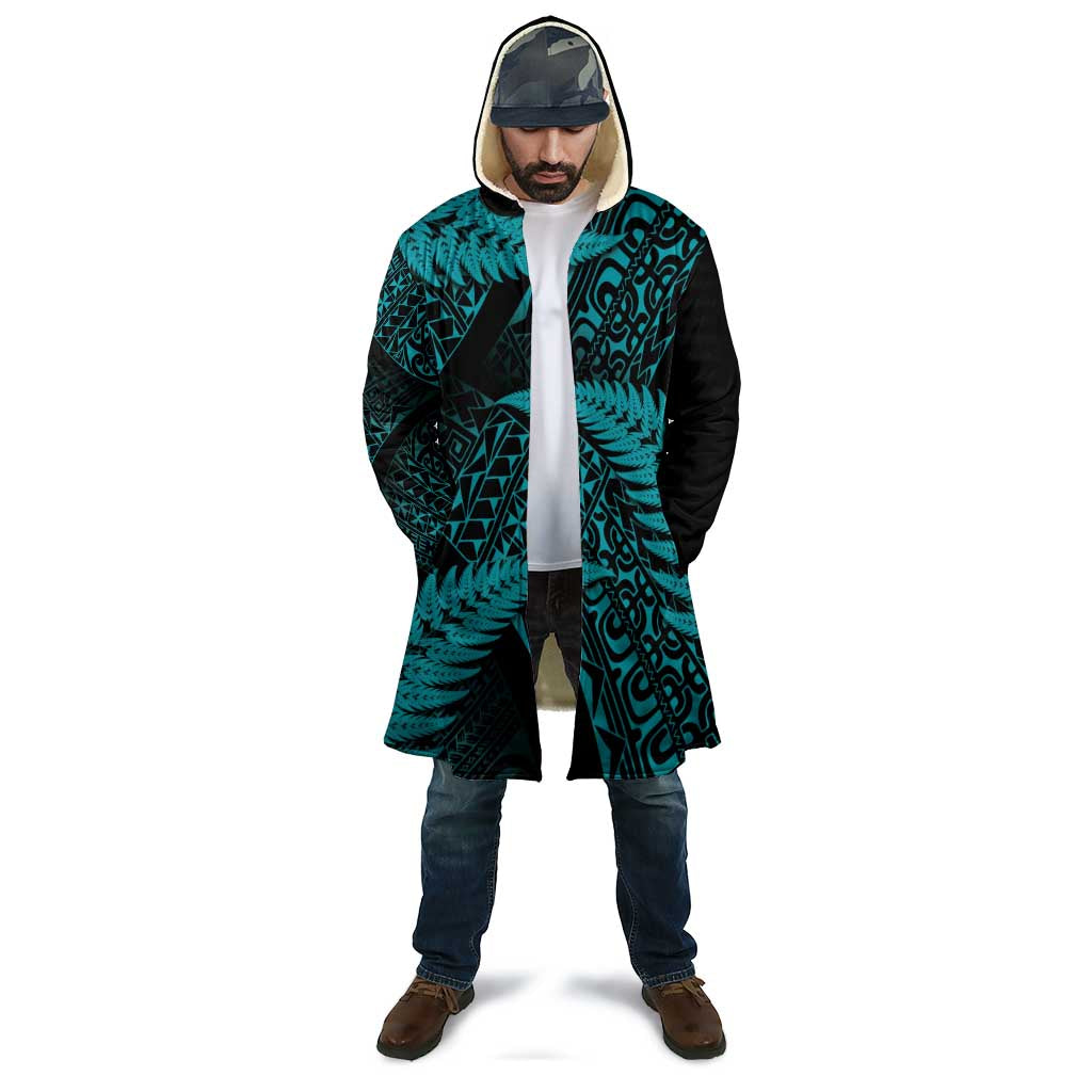 New Zealand Rugby Pacific Personalised Cloak All Turquoise Maori Pasifika Fern Pattern - Aussie Hoodie