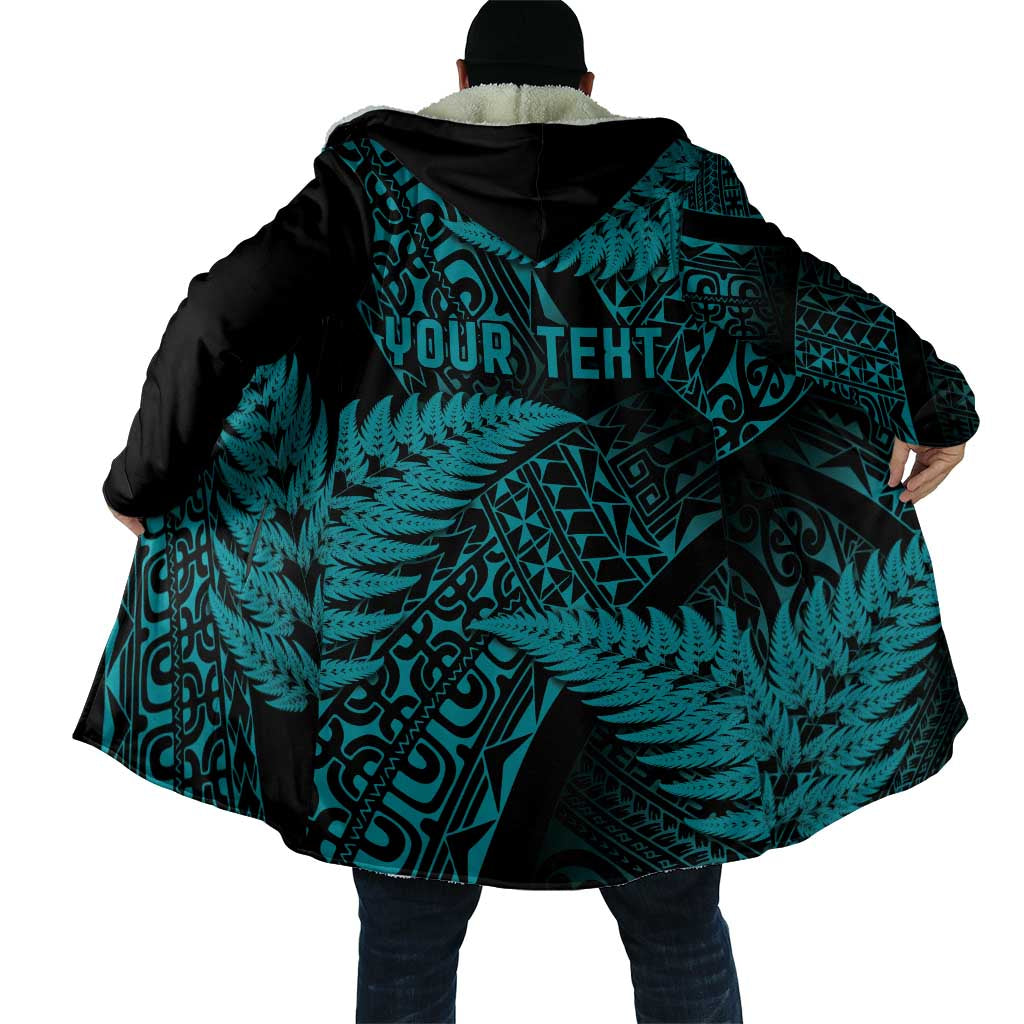 New Zealand Rugby Pacific Personalised Cloak All Turquoise Maori Pasifika Fern Pattern - Aussie Hoodie