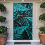 New Zealand Rugby Pacific Personalised Door Cover All Turquoise Maori Pasifika Fern Pattern - Aussie Hoodie
