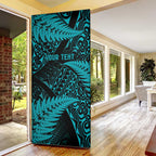 New Zealand Rugby Pacific Personalised Door Cover All Turquoise Maori Pasifika Fern Pattern - Aussie Hoodie