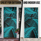 New Zealand Rugby Pacific Personalised Door Cover All Turquoise Maori Pasifika Fern Pattern - Aussie Hoodie