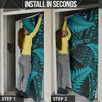 New Zealand Rugby Pacific Personalised Door Cover All Turquoise Maori Pasifika Fern Pattern - Aussie Hoodie