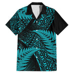 New Zealand Rugby Pacific Personalised Family Matching Mermaid Dress and Hawaiian Shirt All Turquoise Maori Pasifika Fern Pattern