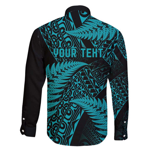 New Zealand Rugby Pacific Personalised Family Matching Off Shoulder Short Dress and Hawaiian Shirt All Turquoise Maori Pasifika Fern Pattern