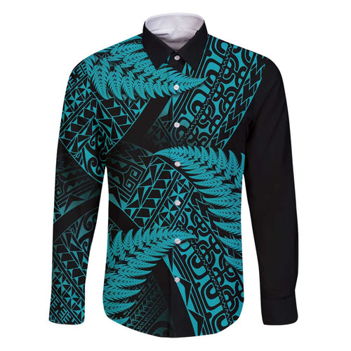 New Zealand Rugby Pacific Personalised Family Matching Puletasi and Hawaiian Shirt All Turquoise Maori Pasifika Fern Pattern