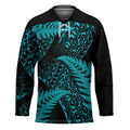 New Zealand Rugby Pacific Personalised Hockey Jersey All Turquoise Maori Pasifika Fern Pattern - Aussie Hoodie
