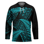 New Zealand Rugby Pacific Personalised Hockey Jersey All Turquoise Maori Pasifika Fern Pattern - Aussie Hoodie