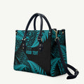 New Zealand Rugby Pacific Personalised Leather Bag All Turquoise Maori Pasifika Fern Pattern - Aussie Hoodie