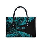 New Zealand Rugby Pacific Personalised Leather Bag All Turquoise Maori Pasifika Fern Pattern - Aussie Hoodie