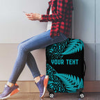 New Zealand Rugby Pacific Personalised Luggage Cover All Turquoise Maori Pasifika Fern Pattern
