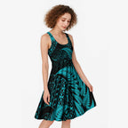 New Zealand Rugby Pacific Personalised Midi Dress All Turquoise Maori Pasifika Fern Pattern - Aussie Hoodie