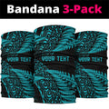 New Zealand Rugby Pacific Personalised Neck Gaiter All Turquoise Maori Pasifika Fern Pattern - Aussie Hoodie