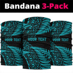 New Zealand Rugby Pacific Personalised Neck Gaiter All Turquoise Maori Pasifika Fern Pattern - Aussie Hoodie