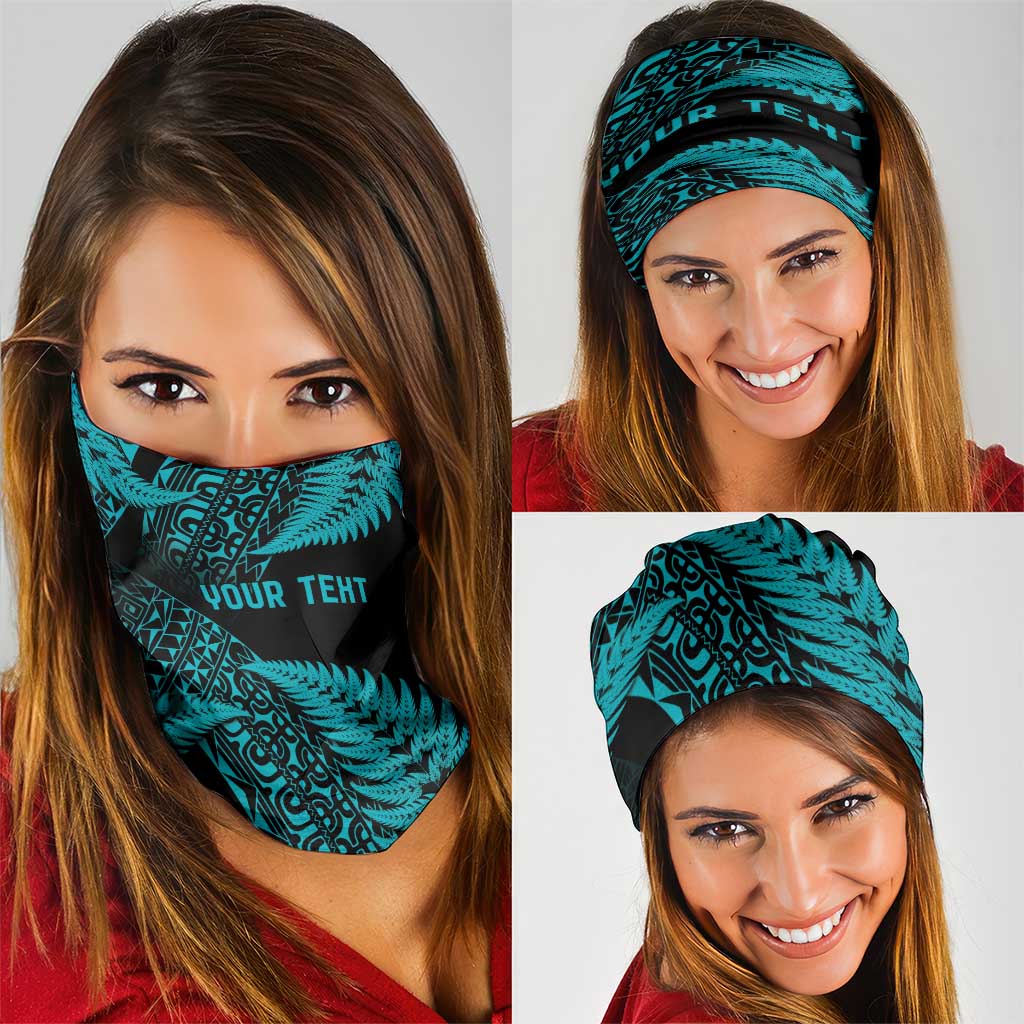 New Zealand Rugby Pacific Personalised Neck Gaiter All Turquoise Maori Pasifika Fern Pattern - Aussie Hoodie