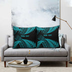 New Zealand Rugby Pacific Personalised Pillow Cover All Turquoise Maori Pasifika Fern Pattern - Aussie Hoodie