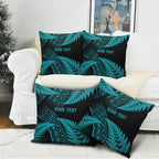 New Zealand Rugby Pacific Personalised Pillow Cover All Turquoise Maori Pasifika Fern Pattern - Aussie Hoodie