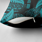 New Zealand Rugby Pacific Personalised Pillow Cover All Turquoise Maori Pasifika Fern Pattern - Aussie Hoodie