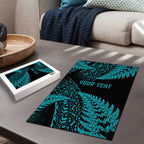 New Zealand Rugby Pacific Personalised Puzzle All Turquoise Maori Pasifika Fern Pattern - Aussie Hoodie