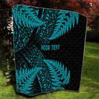 New Zealand Rugby Pacific Personalised Quilt All Turquoise Maori Pasifika Fern Pattern