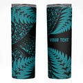 New Zealand Rugby Pacific Personalised Skinny Tumbler All Turquoise Maori Pasifika Fern Pattern
