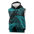 New Zealand Rugby Pacific Personalised Sleeveless Zip Hoodie All Turquoise Maori Pasifika Fern Pattern LT9