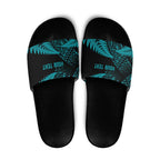 New Zealand Rugby Pacific Personalised Slide Sandals All Turquoise Maori Pasifika Fern Pattern - Aussie Hoodie