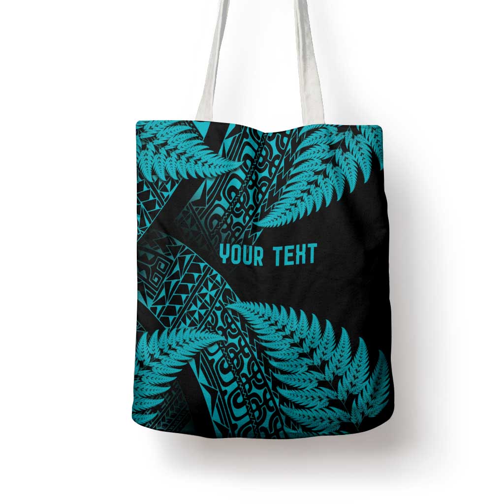 New Zealand Rugby Pacific Personalised Tote Bag All Turquoise Maori Pasifika Fern Pattern - Aussie Hoodie