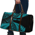 New Zealand Rugby Pacific Personalised Travel Bag All Turquoise Maori Pasifika Fern Pattern - Aussie Hoodie