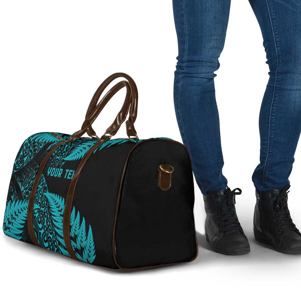 New Zealand Rugby Pacific Personalised Travel Bag All Turquoise Maori Pasifika Fern Pattern - Aussie Hoodie