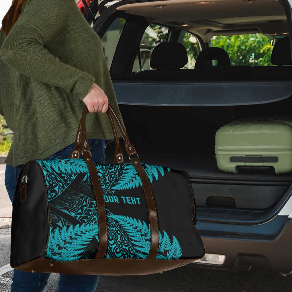 New Zealand Rugby Pacific Personalised Travel Bag All Turquoise Maori Pasifika Fern Pattern - Aussie Hoodie