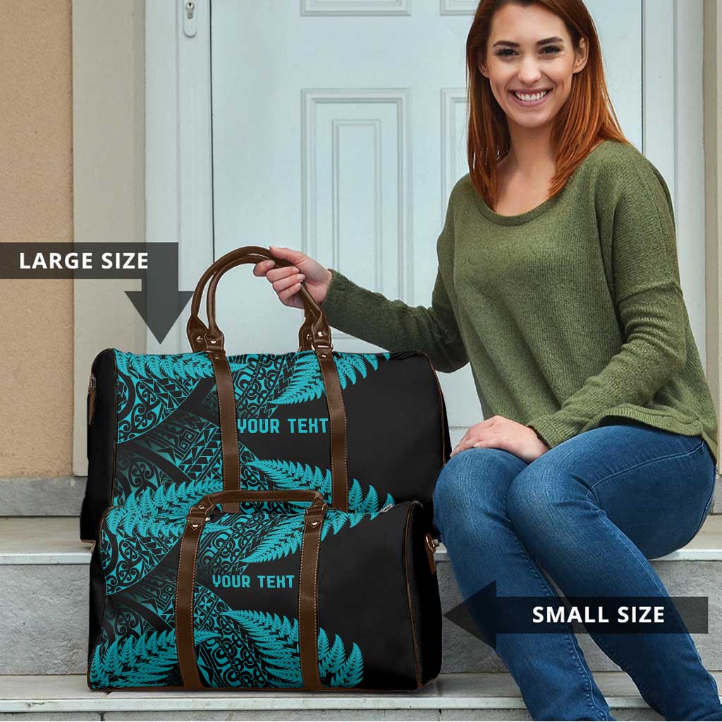 New Zealand Rugby Pacific Personalised Travel Bag All Turquoise Maori Pasifika Fern Pattern - Aussie Hoodie