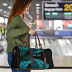 New Zealand Rugby Pacific Personalised Travel Bag All Turquoise Maori Pasifika Fern Pattern - Aussie Hoodie