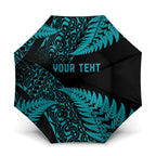 New Zealand Rugby Pacific Personalised Umbrella All Turquoise Maori Pasifika Fern Pattern - Aussie Hoodie