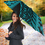 New Zealand Rugby Pacific Personalised Umbrella All Turquoise Maori Pasifika Fern Pattern - Aussie Hoodie