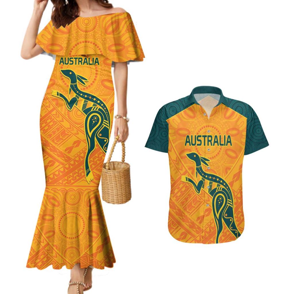 Custom Australia Rugby Couples Matching Mermaid Dress and Hawaiian Shirt Summer Paris 2024