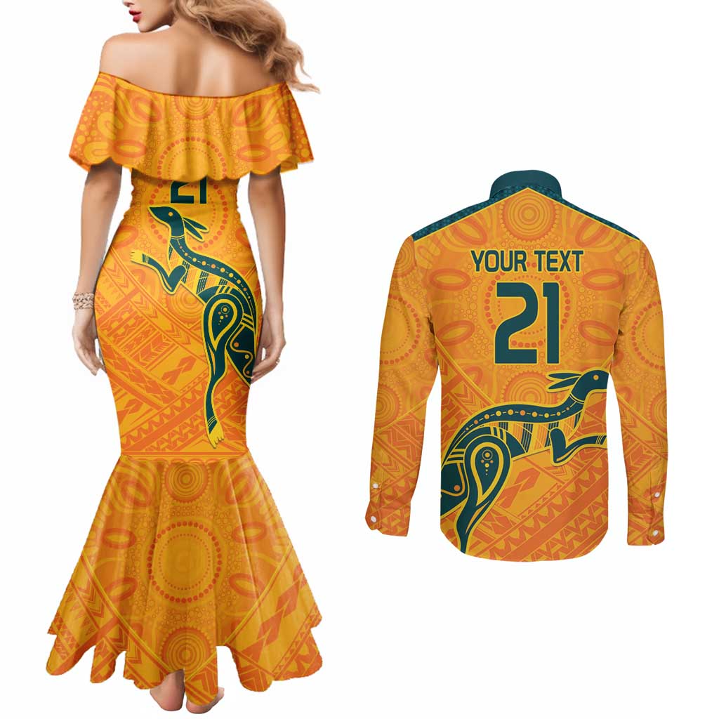 Custom Australia Rugby Couples Matching Mermaid Dress and Long Sleeve Button Shirt Summer Paris 2024