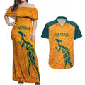 Custom Australia Rugby Couples Matching Off Shoulder Maxi Dress and Hawaiian Shirt Summer Paris 2024