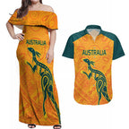 Custom Australia Rugby Couples Matching Off Shoulder Maxi Dress and Hawaiian Shirt Summer Paris 2024