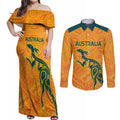 Custom Australia Rugby Couples Matching Off Shoulder Maxi Dress and Long Sleeve Button Shirt Summer Paris 2024