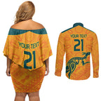 Custom Australia Rugby Couples Matching Off Shoulder Short Dress and Long Sleeve Button Shirt Summer Paris 2024