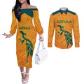 Custom Australia Rugby Couples Matching Off The Shoulder Long Sleeve Dress and Long Sleeve Button Shirt Summer Paris 2024
