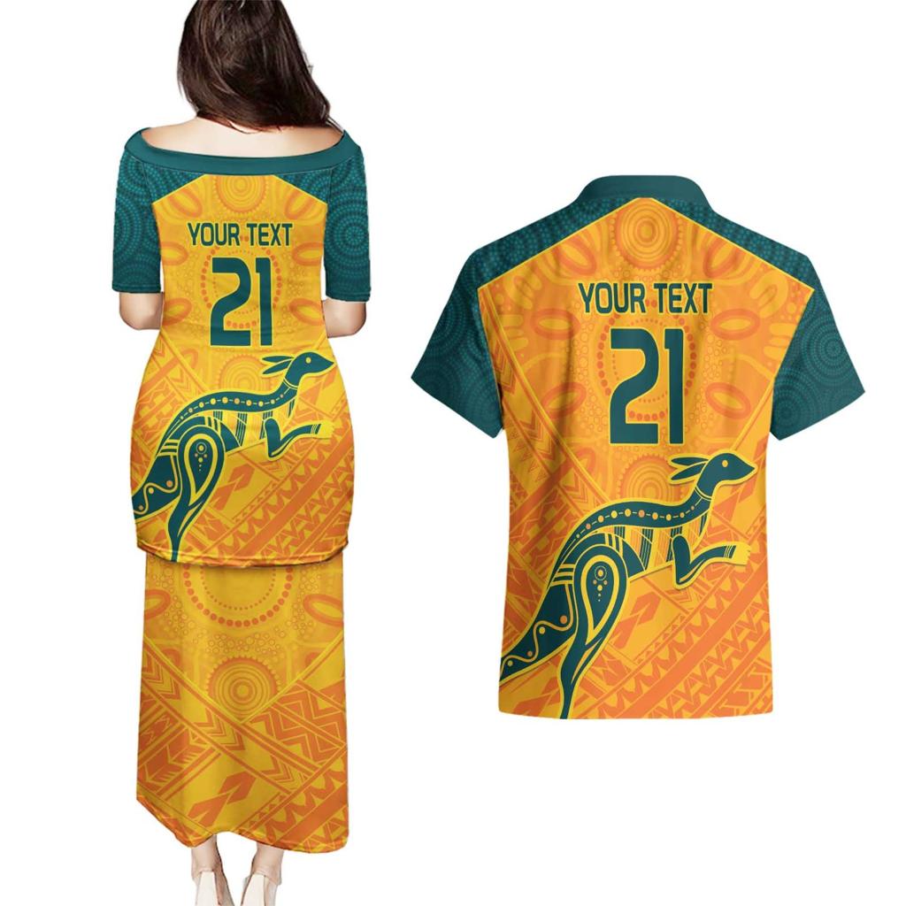 Custom Australia Rugby Couples Matching Puletasi and Hawaiian Shirt Summer Paris 2024