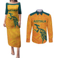 Custom Australia Rugby Couples Matching Puletasi and Long Sleeve Button Shirt Summer Paris 2024