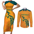 Custom Australia Rugby Couples Matching Short Sleeve Bodycon Dress and Long Sleeve Button Shirt Summer Paris 2024