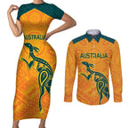 Custom Australia Rugby Couples Matching Short Sleeve Bodycon Dress and Long Sleeve Button Shirt Summer Paris 2024
