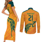 Custom Australia Rugby Couples Matching Short Sleeve Bodycon Dress and Long Sleeve Button Shirt Summer Paris 2024
