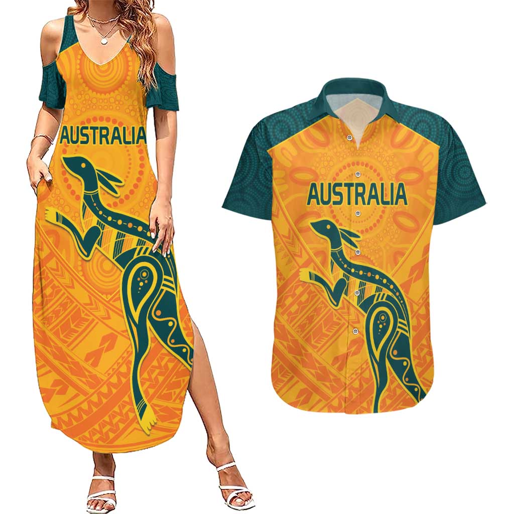 Custom Australia Rugby Couples Matching Summer Maxi Dress and Hawaiian Shirt Summer Paris 2024